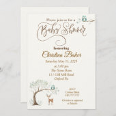 フクロウと鹿のベビーシャワー招待状 招待状 (正面/裏面)