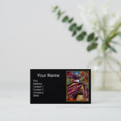 フクロウとFAUSTミステリアスなマスク，紫の黒の紙 名刺 (スタンド正面)