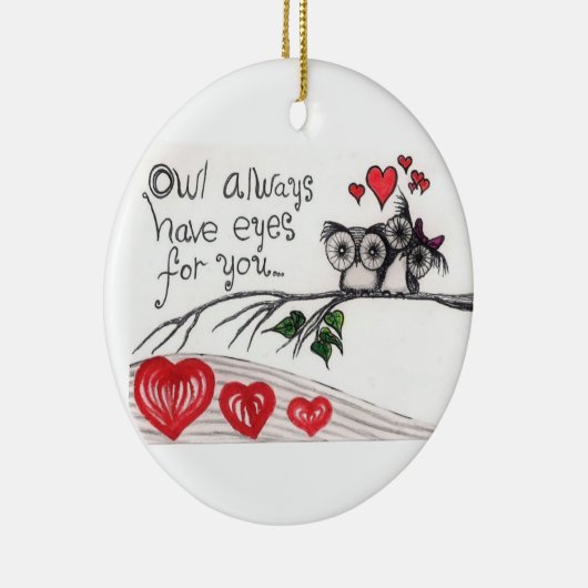 フクロウにあなたのための目が-オーナメント常にあります セラミックオーナメント (右)