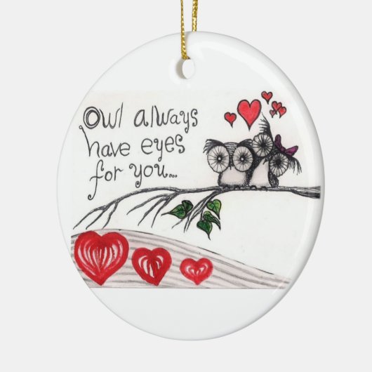 フクロウにあなたのための目が-オーナメント常にあります セラミックオーナメント (左)