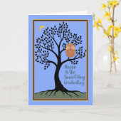 フクロウによる卒業8年生 カード (黄色い花)