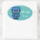 フクロウにオタク言う 楕円形シール (バッグ)