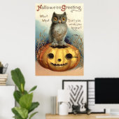 フクロウのかぼちゃランタン ポスター (ホームオフィス)