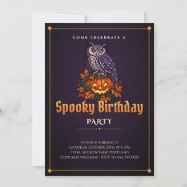フクロウのかぼちゃ スプーキー ハロウィン 誕生日パーティーの招待状 招待状