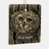 フクロウののぞき セラミックオーナメント (右)