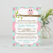 フクロウのぼろぼろのシックなベビーシャワーの招待状をカスタマイズ 招待状 (スタンド正面)