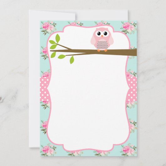 フクロウのぼろぼろのシックなベビーシャワーの招待状をカスタマイズ 招待状 (裏面)
