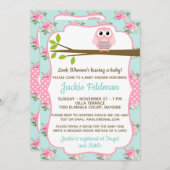 フクロウのぼろぼろのシックなベビーシャワーの招待状をカスタマイズ 招待状 (正面/裏面)