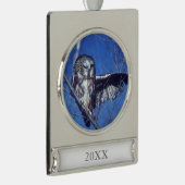 フクロウのまばたき シルバープレートバナーオーナメント (右)