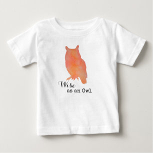 フクロウのように賢いタイポグラフィカル・ウォーターカラー ベビーTシャツ