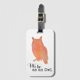 フクロウのように賢い 森の水彩画 ラゲッジタグ