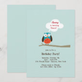 フクロウのアップリケ招待状 招待状 (正面/裏面)