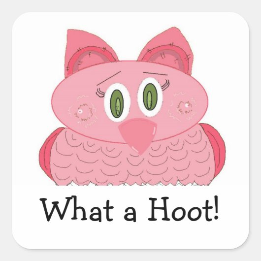 フクロウのイラスト - ピンクフクロウ スクエアシール (正面)