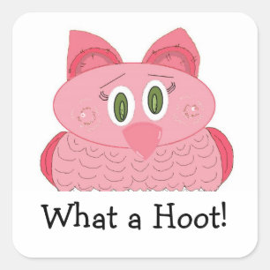 フクロウのイラスト - ピンクフクロウ スクエアシール