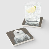 フクロウのオオバコ ストーンコースター (横)