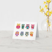 フクロウのカスタムなメッセージカード カード (黄色い花)