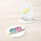 フクロウのカップルのパーソナライズなコースター コースター (側面)