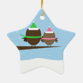 フクロウのカップルの倍はオーナメント味方しました セラミックオーナメント (裏面)