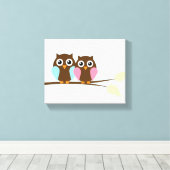 フクロウのカップルの枝 キャンバスプリント (インサイチュ (ウッドフロア))
