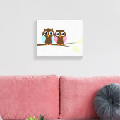 フクロウのカップルの枝 キャンバスプリント (インサイチュ (リビング))