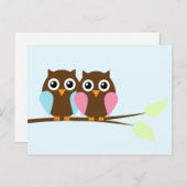 フクロウのカップルの枝 ポストカード (正面/裏面)