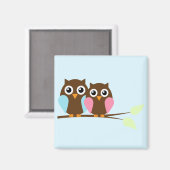 フクロウのカップルの枝 マグネット (正面/裏面)