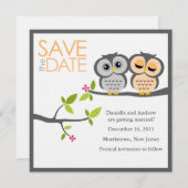 フクロウのカップルの結婚式 保存日付のお知らせ セーブザデート (正面/裏面)