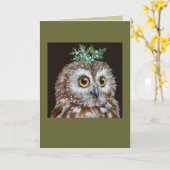 フクロウのカードをカエリ カード (黄色い花)