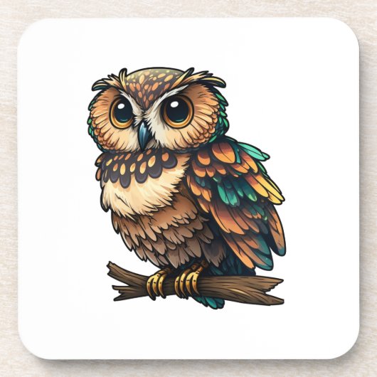 フクロウのキャラクターイラスト コースター (正面)