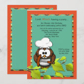 フクロウのクック BBQ 招待状 (正面/裏面)