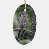 フクロウのクリスマスのオーナメント-カラフトフクロウ セラミックオーナメント (右)
