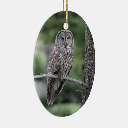 フクロウのクリスマスのオーナメント-カラフトフクロウ セラミックオーナメント (右)