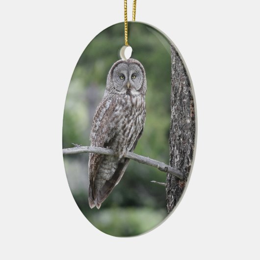 フクロウのクリスマスのオーナメント-カラフトフクロウ セラミックオーナメント (左)