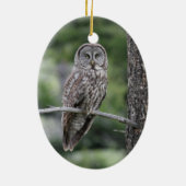 フクロウのクリスマスのオーナメント-カラフトフクロウ セラミックオーナメント (裏面)