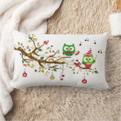 フクロウのクリスマスの枕 ランバークッション (ブランケット)