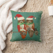 フクロウのクリスマスのMoJoのばら色の枕 クッション (ブランケット)