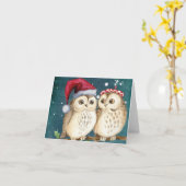 フクロウのクリスマスカード カード (黄色い花)