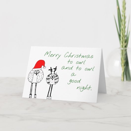 フクロウのクリスマスカード シーズンカード (正面)