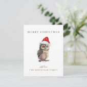 フクロウのクリスマスグリーティング シーズンカード (スタンド正面)