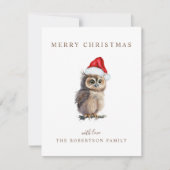 フクロウのクリスマスグリーティング シーズンカード (正面)