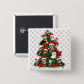 フクロウのクリスマスツリー 缶バッジ (正面&裏面)