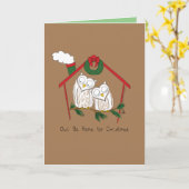 フクロウのクリスマス かわいい 面白い ホリデー カード (黄色い花)