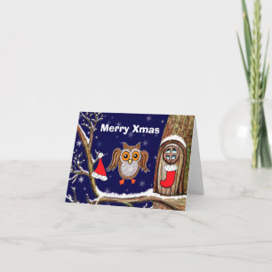 フクロウのクリスマス シーズンカード