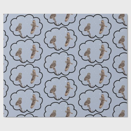 フクロウのクリスマス ラッピングペーパー (フラット)