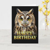 フクロウのクローズアップ 誕生日カード カード (黄色い花)