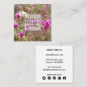 フクロウのクローバーパープルデザートワイルドフラワー写真旅行 スクエア名刺 (正面/裏面)