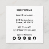 フクロウのクローバーパープルデザートワイルドフラワー写真旅行 スクエア名刺 (裏面)