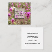 フクロウのクローバーパープルデザートワイルドフラワー写真旅行 スクエア名刺 (正面/裏面)