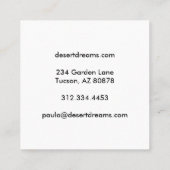 フクロウのクローバーパープルデザートワイルドフラワー写真旅行 スクエア名刺 (裏面)