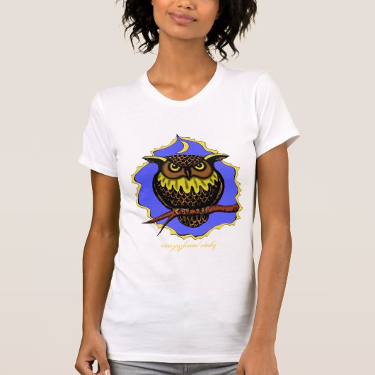 フクロウのクールなTシャツのデザイン Tシャツ (正面)
